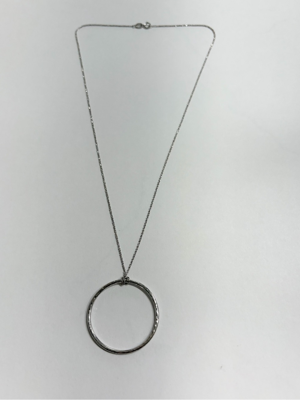 Minimalist 14 K white gold Circle Pendant Necklace - Women Jewelry